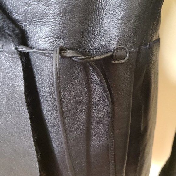 Stylish Mid-Length Front Tie Sheepskin Coat - Picture 7 of 14